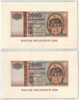 2000. 2000Ft "Millennium" (5x) sorszámkövetők "MM 0201894 - 0201898" mind bontat...