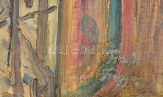 Frank jelzéssel: Téli háztetők. Olaj, papír, keretben, 41×34 cm