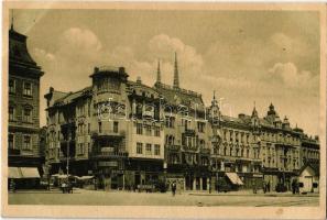 Zagreb, Zágráb; Jelacicev trg. / square, Anker, shops of Julio Rudovic, Klein, Berlitz School, Orendi, Pollak and Gresham, Wiener Bankverein bank