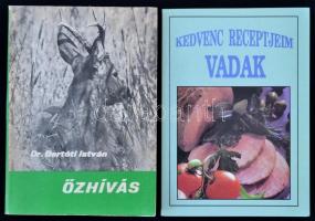 Dr. Bertóti István: Őzhívás. Bp., 1976, Mezőgazdasági Kiadó. Kiadói papírkötés, jó állapotban.+Kedvenc receptjeim. Vadételek. Debrecen,é.n., Glória. Kiadói papírkötés.