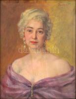 Györöki (Gyurkó) Pál (1904-1972): Női portré. Olaj, vászon, jelzett, hibás antik keretben, 68×52 cm