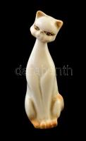Dekoratív porcelán macska, kézzel festett, jelzés nélkül, apró kopásokkal, m: 12 cm