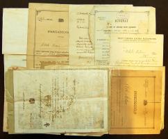 1890-1935 JUdaika tétel: Izraelita cslád iratai, okmányai 16 db
