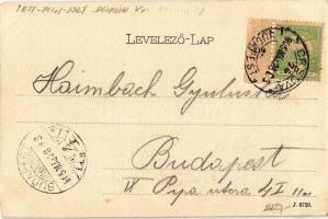 1905 Kecskemét, Kossuth tér, Szentháromság szobor, Gyenes üzlete. Kiadja Schwartz Soma  + "ORSO...