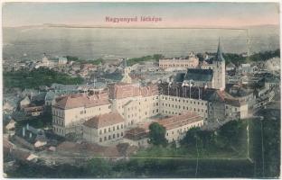 Nagyenyed, Aiud; látkép, belül Alsófehérmegye székháza. Kiadja Lázár Adolf utóda 820. / general view (hiányos leporellólap / incomplete leporellocard)