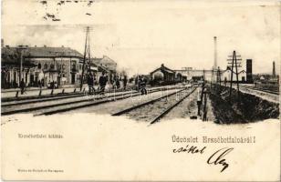 1908 Budapest XX. Pestszenterzsébet, Pesterzsébet, Erzsébetfalva; villamos vasútállomás, gyár a háttérben