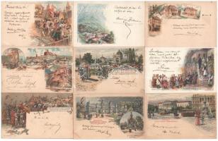 32 db (teljes sorozat) 1898-as és 1899-es Ezredéves Kiállítás művészlap barna 2 Kr Ga. díjjegyes lap...