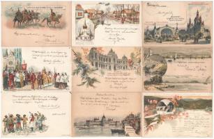 32 db (teljes sorozat) 1898-as és 1899-es Ezredéves Kiállítás művészlap barna 2 Kr Ga. díjjegyes lap...