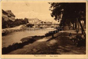 1916 Nagybecskerek, Zrenjanin, Veliki Beckerek; Béga részlet, híd / Bega river, riverbank, bridge (EK)