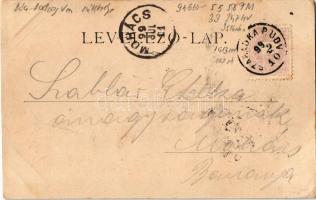 1899 Szabadka, Subotica; Szentháromság szobor, Batthyány utca, Grünbaum Mór üzlete. Kiadja Vig Zsigm...