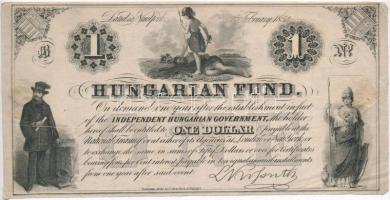 1852. 1$ B Kossuth bankó sorszám nélkül T:III ragasztott Hungary 1852. 1 Dollar B Hungarian Fund without serial number C:F taped Adamo G117/1