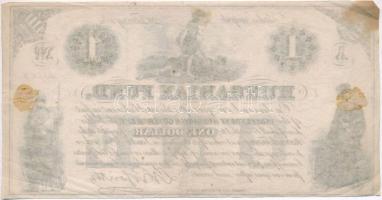 1852. 1$ "A" "Kossuth bankó" sorszámozott T:III ragasztott, foltos Hungary 1852....