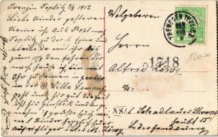 1912 Trencsénteplic, Trencianske Teplice; Villamos vasútállomás / Station der elektrischen Bahn / tr...