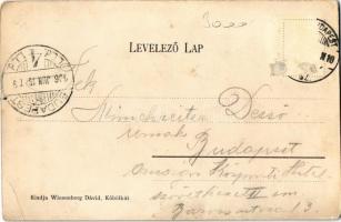 1906 Köbölkút, Gbelce; vasútállomás, Fő utca, Wiesenberg Dávid üzlete és kiadása / railway station, ...