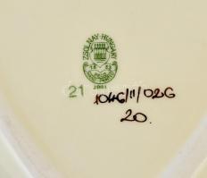 Zsolnay pillangó mintás szíves bonbonier, kézzel festett, jelzett, hibátlan, 11×11 cm