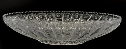 Csiszolt ólomkristály tál, hibátlan, jelzés nélkül, h: 35,5 cm, m:8,5 cm