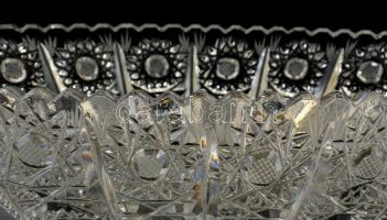 Csiszolt ólomkristály tál, hibátlan, jelzés nélkül, h: 35,5 cm, m:8,5 cm