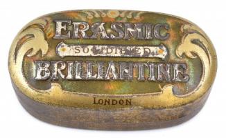 Erasmic Solidified Brilliantine, London, szecessziós fém doboz, kopásokkal, 8,5×5×3 cm