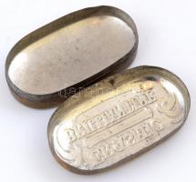 Erasmic Solidified Brilliantine, London, szecessziós fém doboz, kopásokkal, 8,5×5×3 cm