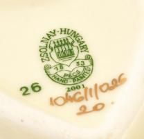 Zsolnay pillangó mintás szíves bonbonier, kézzel festett, jelzett, hibátlan, 6×6 cm