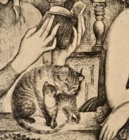 Szabó Vladimir (1905-1991): Vers. Rézkarc, papír, jelzett, 24,5×29 cm