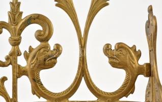 Bronz harang, "qui me tangit, vocem meam audit" felirattal, öntött, kopásokkal, m: 19 cm +...