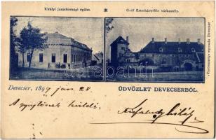 1899 (Vorläufer!) Devecser, Királyi Járásbírósági épület, Gróf Esterházy-féle várkastély. Vörösmarty-nyomda kiadása