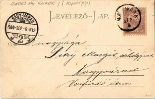 1900 Késmárk, Kezmarok; látkép az evangélikus templommal és Tátrával / Hohe Tatra / general view wit...