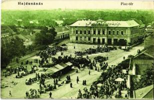 1928 Hajdúnánás, Piac tér árusokkal, Járásbíróság. Horovitz J. Gyula kiadása