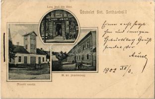 1902 Szentgotthárd, Tűzoltó szertár, M. kir. járásbíróság, Lang Jenő féle üzlet és saját kiadása (EB)