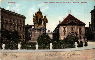 1908 Pozsony, Pressburg, Bratislava; Mária Terézia szobor. Fotochrom L. & P. P. 1254. / Maria Theresia Monument / Maria Theresa statue (EK)