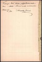 1910 Kassa, Komjáthy Jánosné dedikált fényképe, átadó mappában, Kemény J. kassai műterméből, 18x10 c...