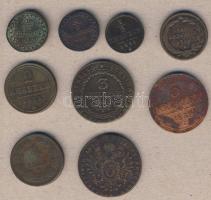 Ausztria/magyar verdejel 1780-1851. 1/2Kr (3x) 2klf, 1Kr (1x), 2Kr (1x), 3Kr (2x) 2klf, 4Kr (1x), 6Kr (1x) T:3,3/4 Összesen 9db!