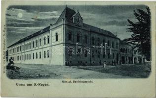 Szászrégen, Reghin; Királyi Járásbíróság este / Königl. Bezirksgericht. Rudolf Burghardt / county court at night