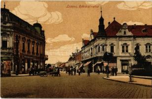 1917 Losonc, Lucenec; Rákóczi utca, Redlinger Ignác üzlete és saját kiadása / street view, shops, publishers shop (EK)