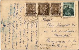 1938 Bátorkeszi, Bátorove Kosihy, Kesy; Fő utca, tűzoltó torony / main street, firefighter tower