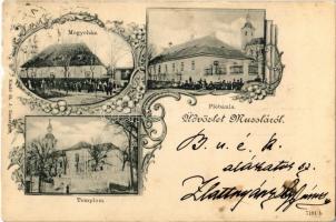 1898 (Vorläufer!) Muzsla, Muzla; Megyeház, templom, plébánia. Kiadó St. J. / county hall, church, parish. Art Nouveau, floral
