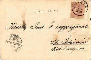 1898 (Vorläufer!) Muzsla, Muzla; Megyeház, templom, plébánia. Kiadó St. J. / county hall, church, pa...