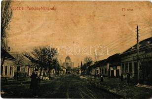 Párkány-Nána, Stúrovó-Nána; utca háttérben a bazilikával. Miklossy Gyula kiadása, No. 158. / street view with basilica in the background (fl)