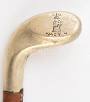 Ezüst fejű lovaglópálca PK nemesi mongrammal. Jelzett. + 2 fém sarkantyú