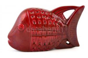 Zsolnay ökörvér mázas hal, jelzett, hibátlan, m:10,5 cm