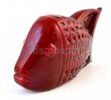 Zsolnay ökörvér mázas hal, jelzett, hibátlan, m:10,5 cm