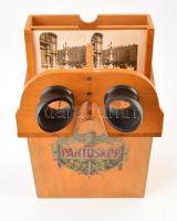 Pantoscop sztereofotó-néző, 20,5×25×11 cm + 10 db sztereofotó küölönböző helyszínekről
