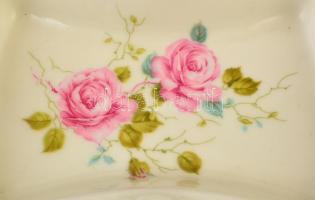 Lindner rózsás tálka, matricás, jelzett, hibátlan, 21,5×14,5 cm