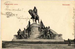 1910 Kolozsvár, Cluj; Mátyás király szobor / statue of Mathias Rex, King Matthias, monument