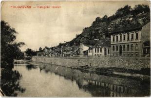 1913 Kolozsvár, Cluj; Fellegvári rész, Kis-Szamos mellett. Ujhelyi és Boros kiadása / Cetatuia, Somesul Mic / street view, riverside (kopott sarkak / worn corners)