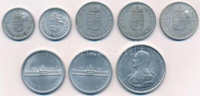 1941-1945. 8db-os vegyes pengő érme tétel, közte 3db hamis sarló-kalapácsos beütéssel T:1-,2,2-