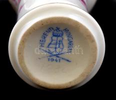 Herendi fogpiszkálótartó, kézzel festett, jelzett (koronás), kopásnyomokkal, m: 7,5 cm