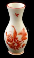 Herendi mini váza, kézzel festett, jelzett (koronás), apró kopásnyomokkal, m: 6,5 cm