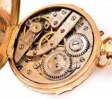 Remontoir 14K arany női zsebóra vésett, díszes tokkal br 25,7 g Működő, jó állapotban